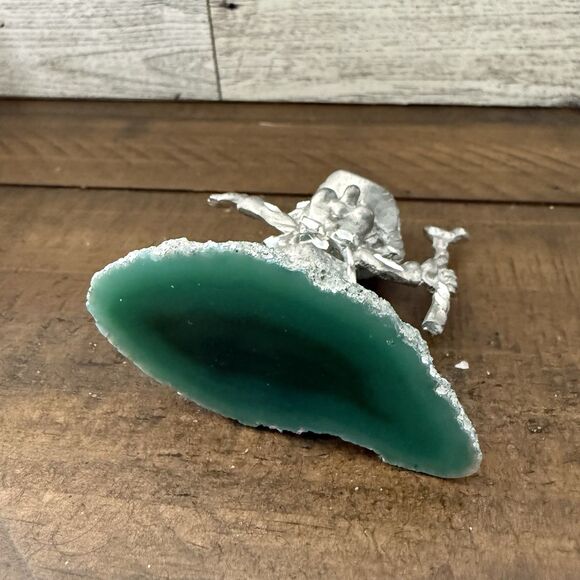 Vintage Lucky Pewter Irish Leprechaun Figurine St Patrick’s Day Stone Slab - Picture 5 of 5